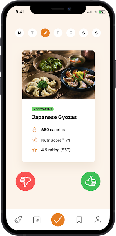 IPhone meal approving plan screen